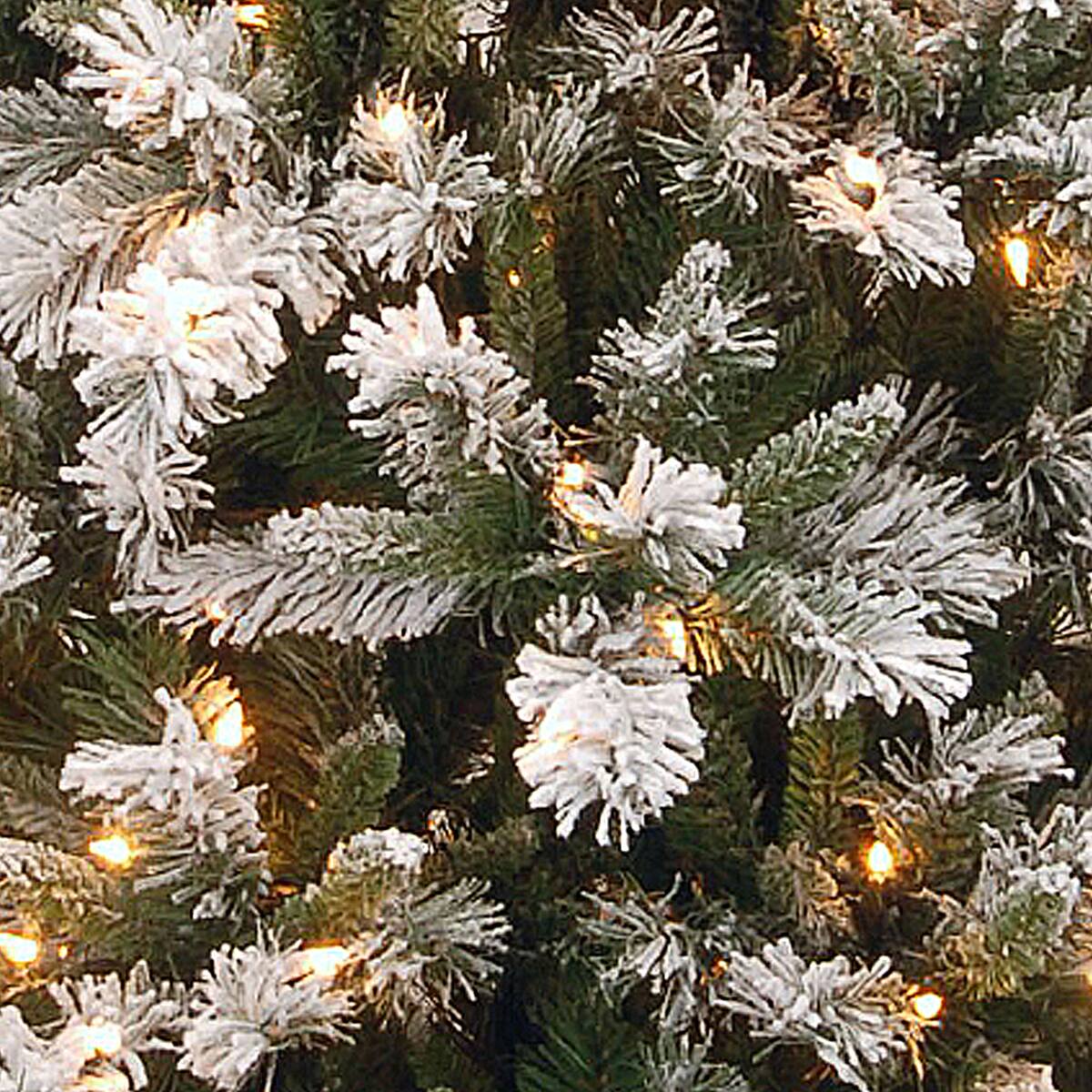 7.5 ft. Pre-Lit Snowy Mountain Pine Slim Hinged Artificial Christmas Tree, Clear Lights
